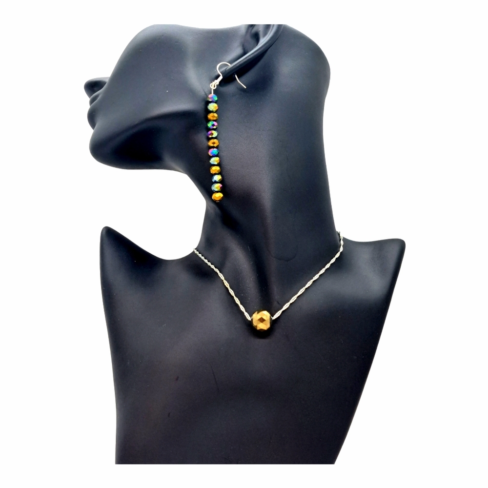 Austrian shining blue crystal earrings and necklace set